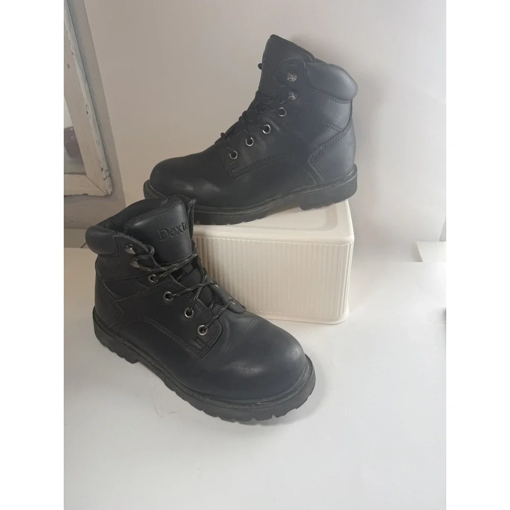 Dexter Work Safety Steel Toe Boots Oil & Skid Resistant Mens Size 8 Black